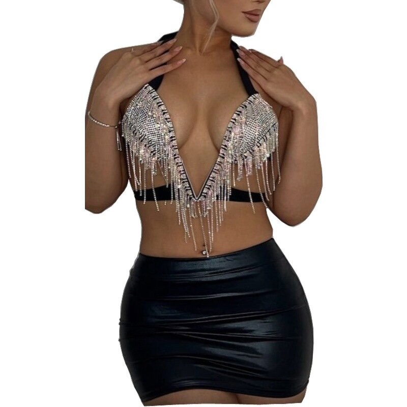 Sexy Lingerie Manufacturer - OEM/ODM Novance Club Dresses Diamond Tassel Bikini Crop Top