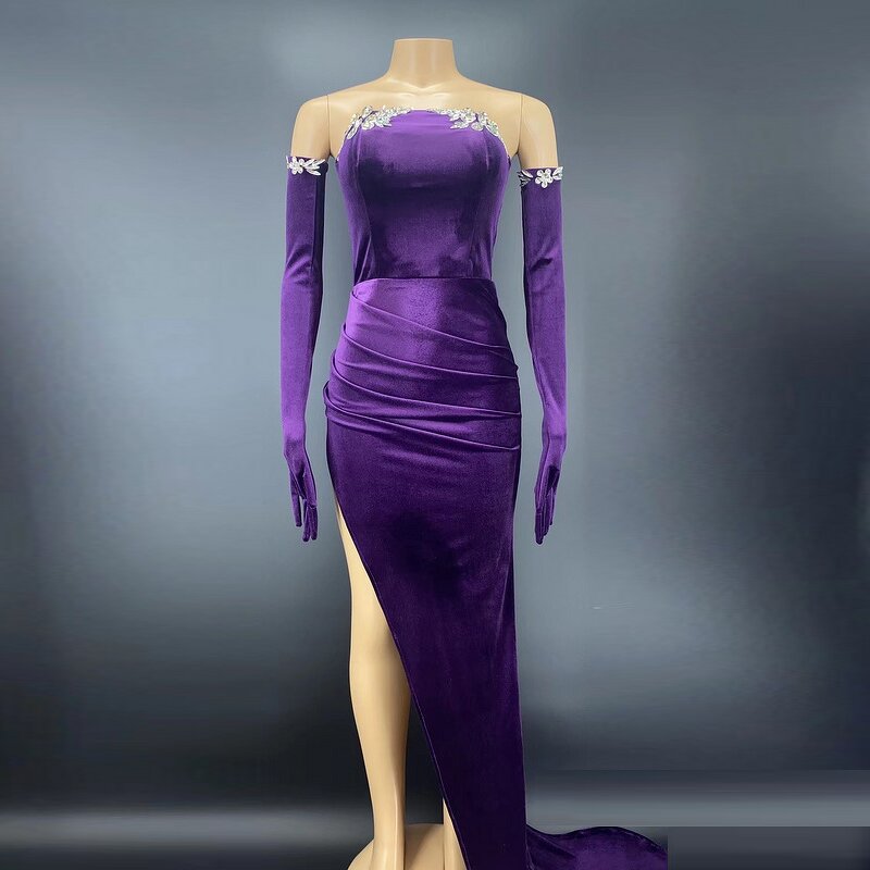Spring Clothes Factory - OEM/ODM NOVANCE Y2279 2022 Crystal Bordered Strapless Purple Formal Mermaid