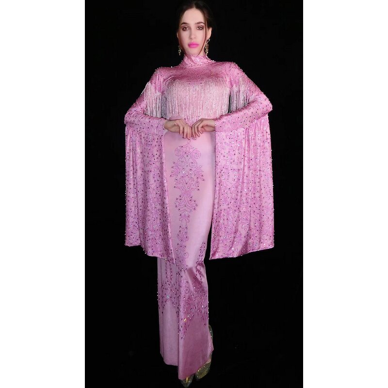 Plus Size New Arrivals Factory - OEM/ODM 2022 Satin Dressing Gown Sexy Crystal Lady Tassel