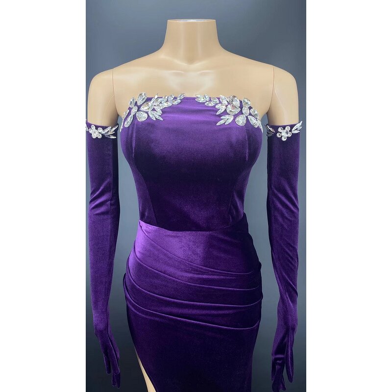 Spring Clothes Factory - OEM/ODM NOVANCE Y2279 2022 Crystal Bordered Strapless Purple Formal Mermaid