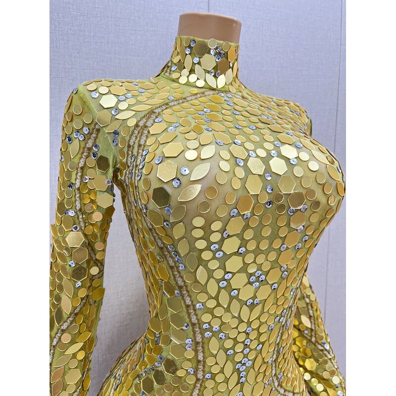 Mirror-like Sequins Dress Factory - OEM/ODM Novance Y4147 Hot Trending Wedding Cocktail Gold Dresses