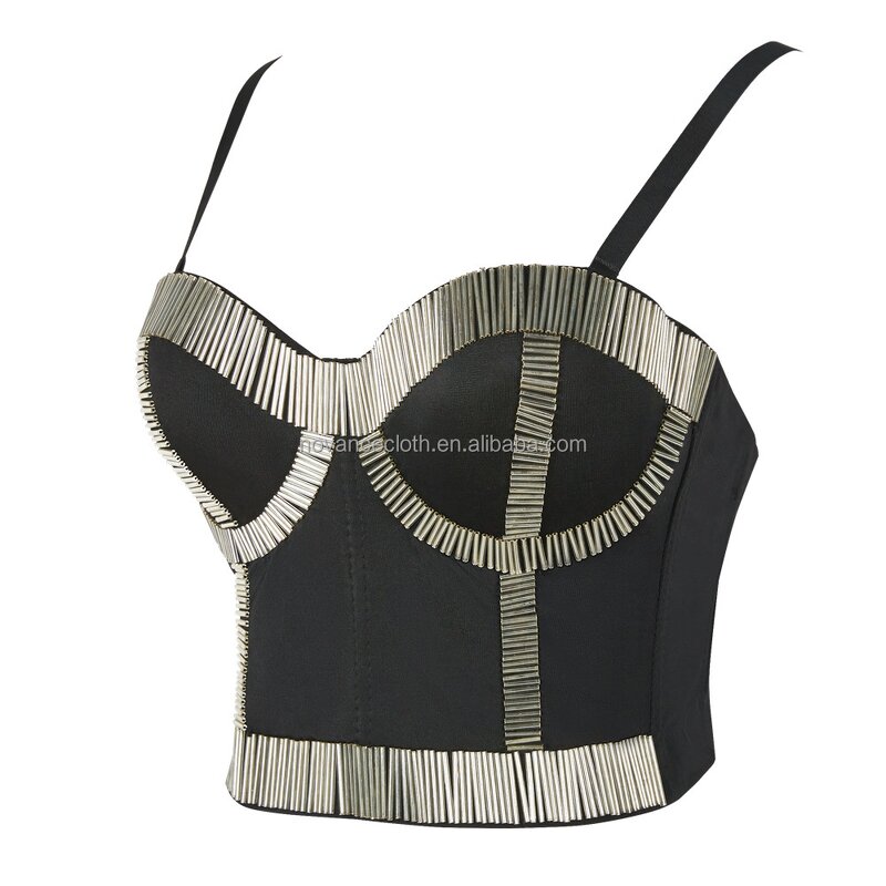 Silver Bralette Factory - OEM/ODM NOVANCE 2022 Glass Diamond Bead Wire Crop Top Loose Top