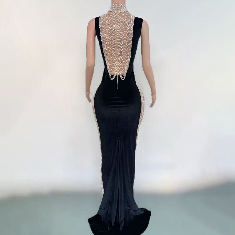 Summer Dress Factory - OEM/ODM NOVANCE Y5421 Women Shiny Diamonds Tube Black Elegant Party