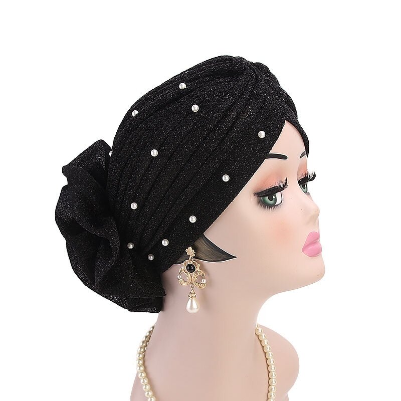 Turban Head Warp Supplier - 3D Flower Beaded Mesh Designer Headbands for Women