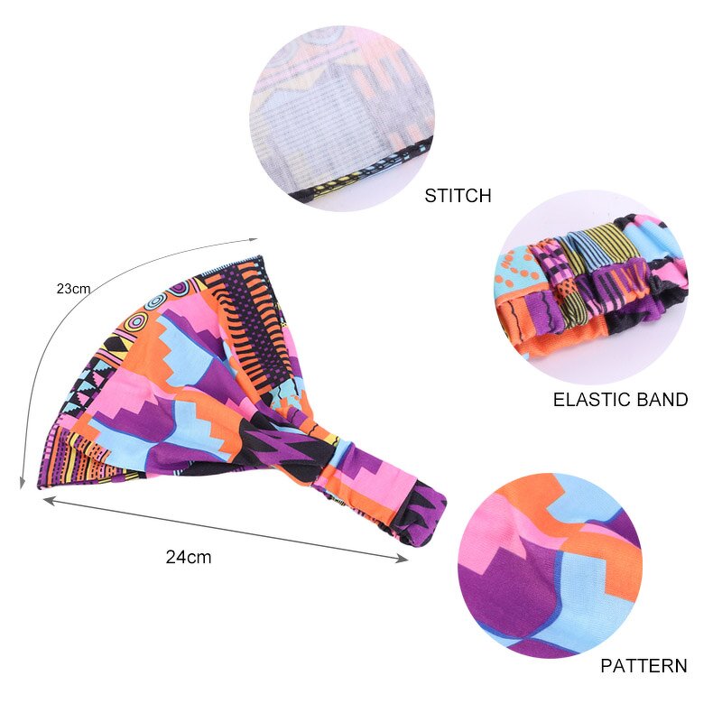 Headband Supplier - African Print Stretch Cotton Elastic Turban Head Scarf
