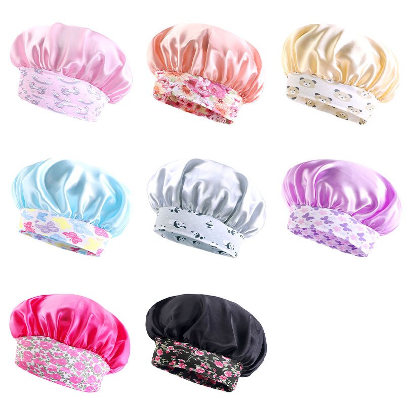 Hair Bonnet Manufacturer - Comfortable Kids Printing Stretchy Wide Band Satin