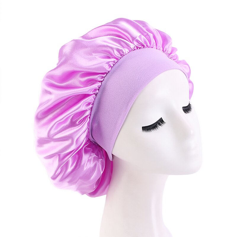 Sleep Hats Supplier - Custom Elastic Band Extra Size Satin Bonnets with Band