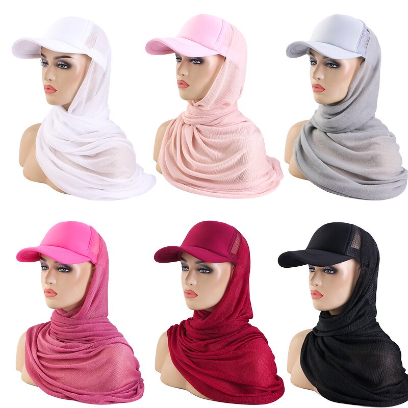 Hijab Scarf Hat Manufacturer - Plain Color Summer Mesh Ball Cap Integrated