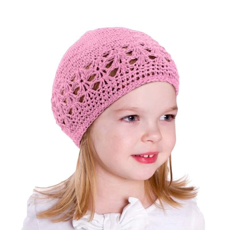 Kufi Hats Supplier - Kids Baby Cotton Crochet Beanie Skull Caps Solid