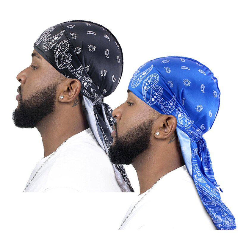 Durags Manufacturer - Amoeba Pattern Two Pieces/Set Silky Hip-Hop Headwraps