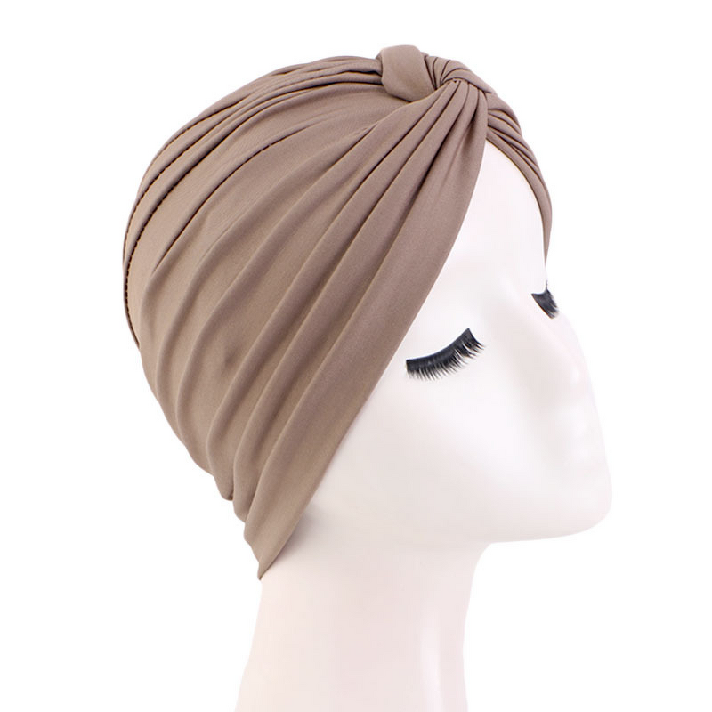 Twist Turban Supplier - Summer Breathable Polyester Plain Color Chemo Cap