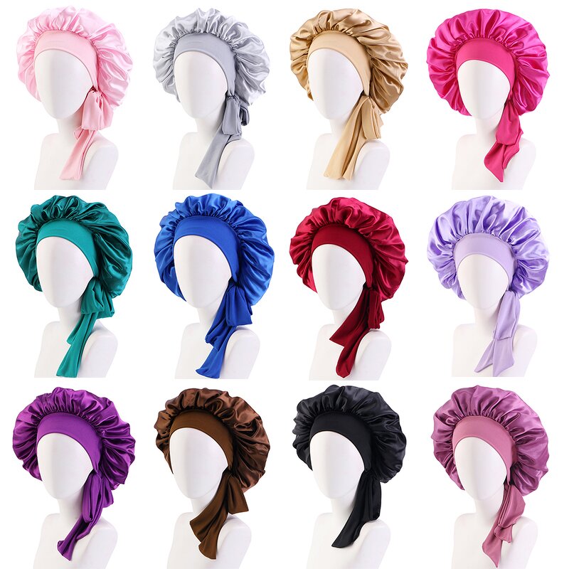 Sleep Bonnet Supplier - Wholesale Custom Logo Adjustable Tie Satin Hair