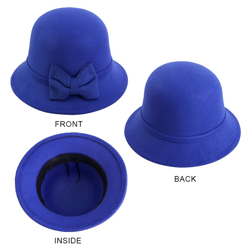 Fedora Bucket Caps Supplier - Wool Felt with Roll-up Brim Women Dome Top