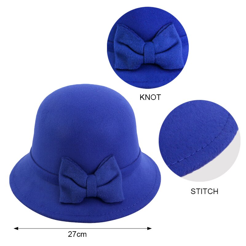 Fedora Bucket Caps Supplier - Wool Felt with Roll-up Brim Women Dome Top