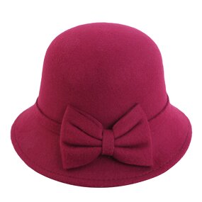Fedora Bucket Caps Supplier - Wool Felt with Roll-up Brim Women Dome Top