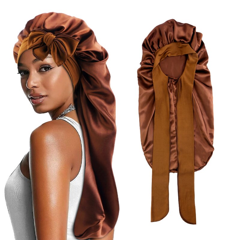 Sleeping Cap Manufacturer - Custom Logo Luxury Adult Long Hair Satin with Tie