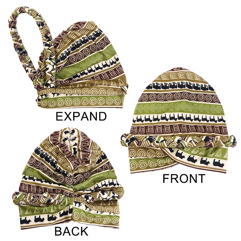 Head Wraps Factory - Hot Selling Printed Elastic Braid Ladies Turban Hat