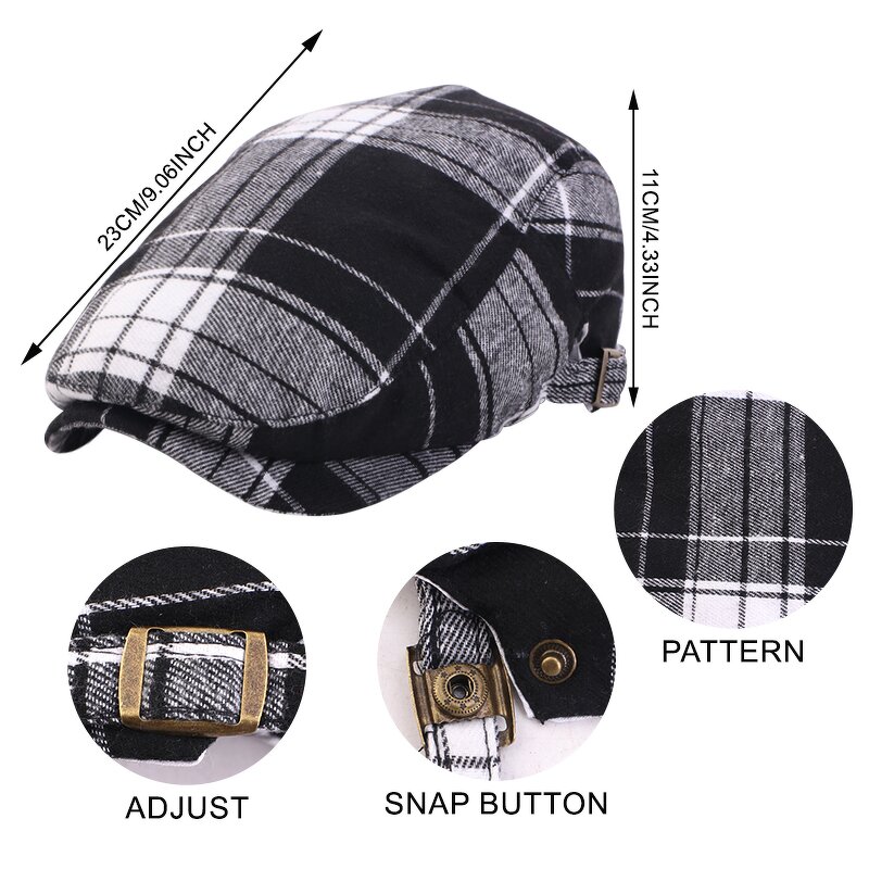 Flat Cotton Hat Supplier - Unisex Adjustable Colorful Striped Plaid Ivy