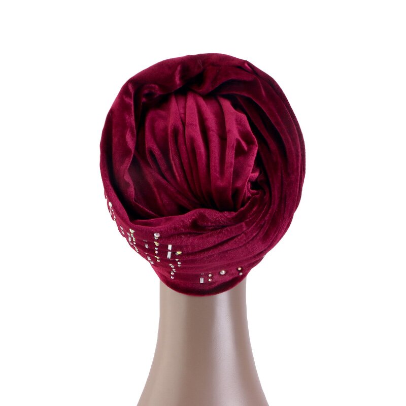 Head Scarves Factory - Rhinestone Fashion Turbans Stretch Bandana Velvet