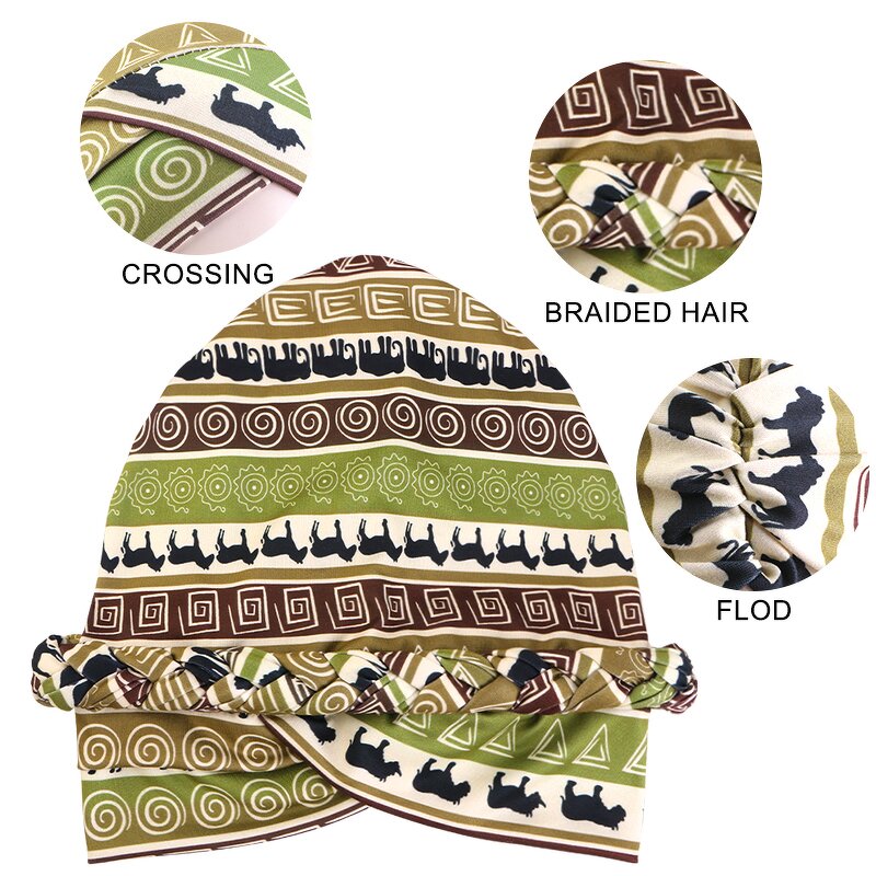 Head Wraps Factory - Hot Selling Printed Elastic Braid Ladies Turban Hat