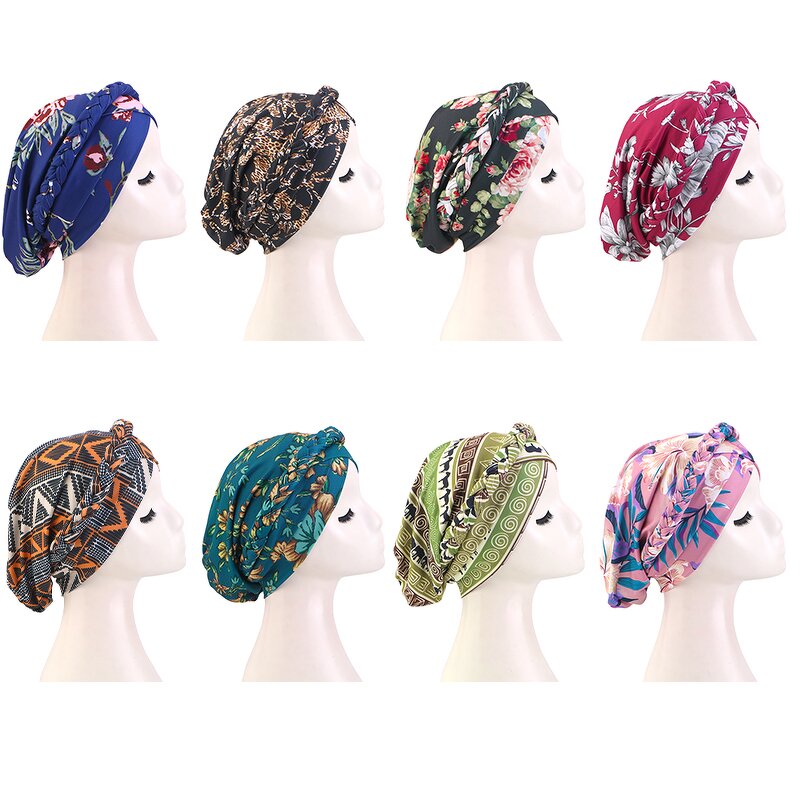 Head Wraps Factory - Hot Selling Printed Elastic Braid Ladies Turban Hat