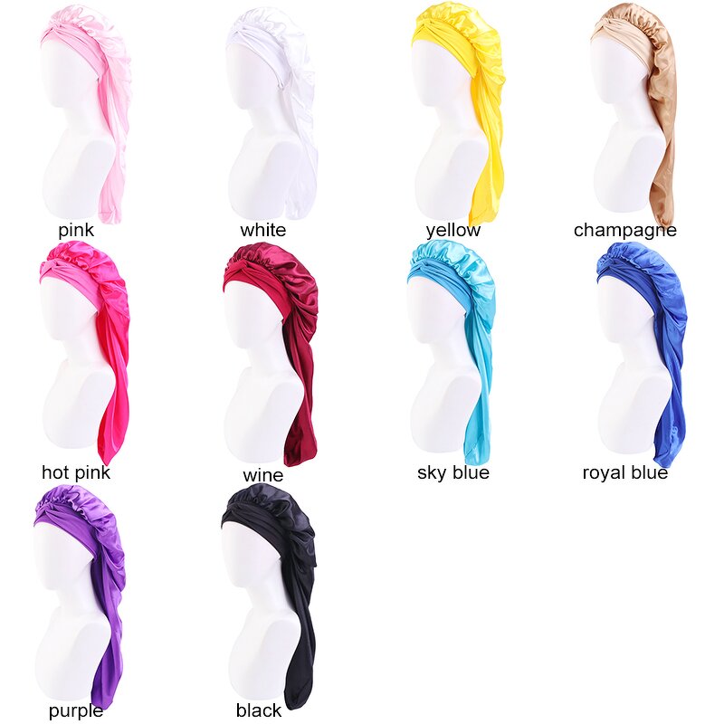 Satin Bonnets Manufacturer - High Quality Custom Logo Long Size Adjustable Tie