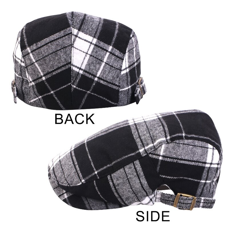 Flat Cotton Hat Supplier - Unisex Adjustable Colorful Striped Plaid Ivy