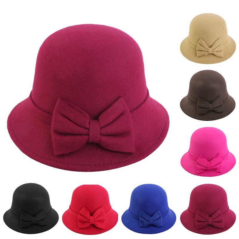 Fedora Bucket Caps Supplier - Wool Felt with Roll-up Brim Women Dome Top