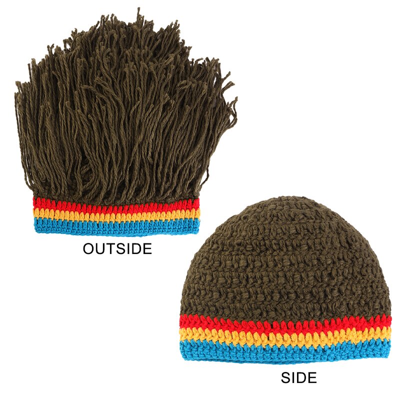 Wig Beard Hats Manufacturer - Unisex Funny Knitted Retro Hippie with Dreadlocks