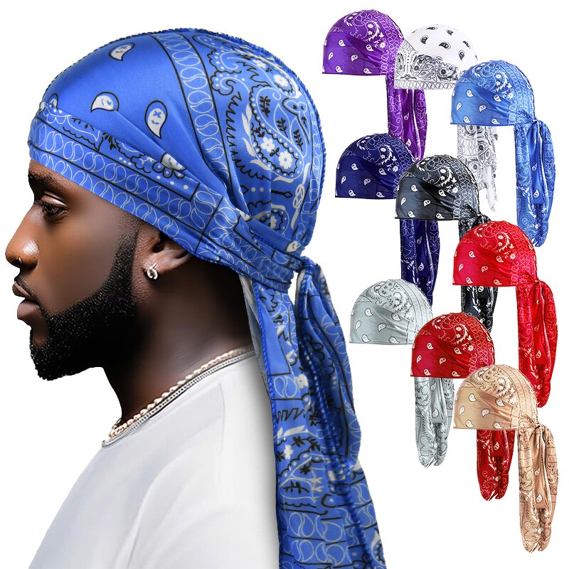 Head Wraps Manufacturer - Custom Printed Paisley Extra Long-Tail Doo Rag