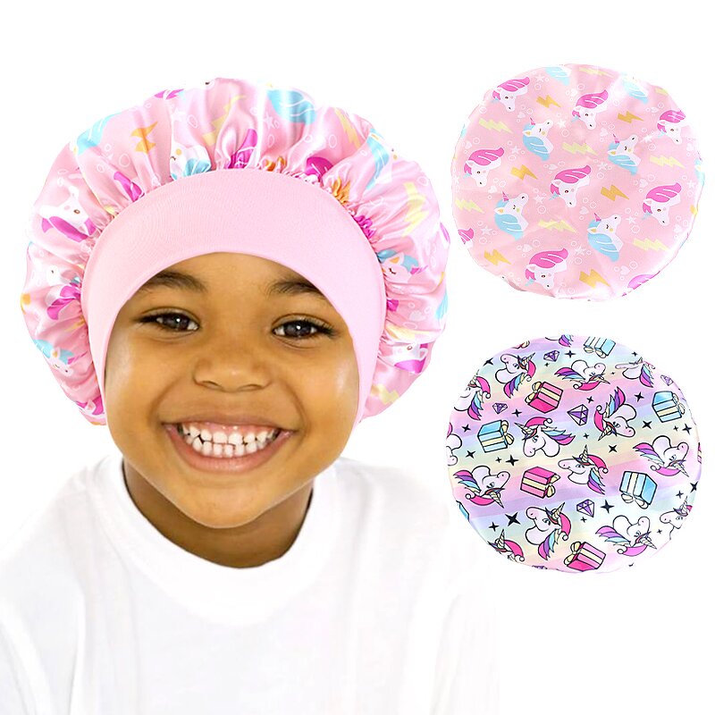 Hair Bonnets Factory - New Arrival Cartoon Pattern Kids Wide Band Sleep