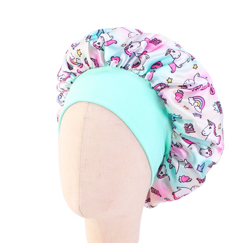 Satin Bonnets Factory - Cute Color Printing Wide-brimmed Sleeping Hat Night
