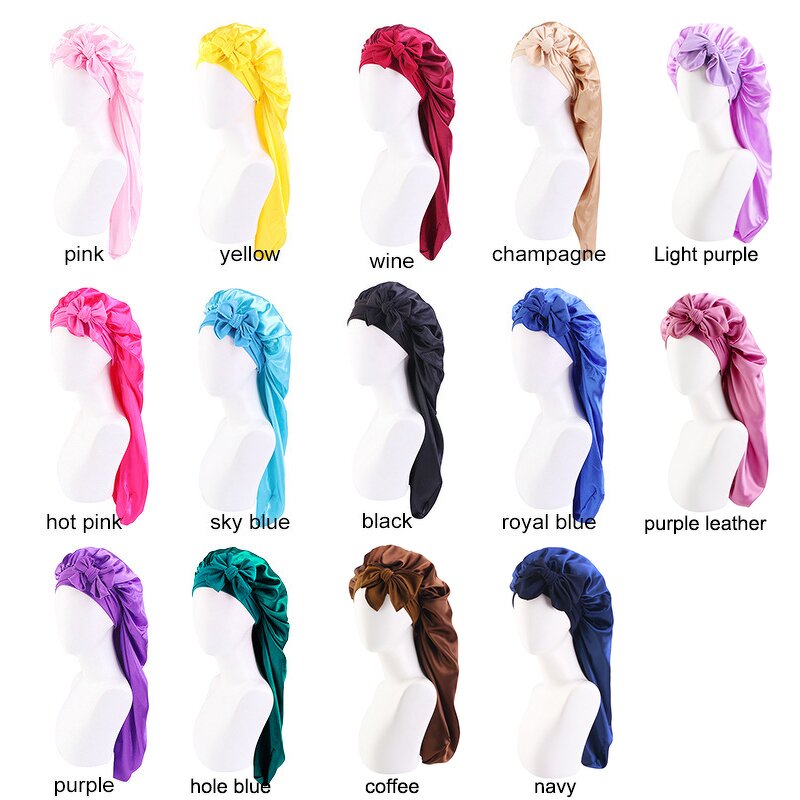 Sleeping Cap Manufacturer - Custom Logo Luxury Adult Long Hair Satin with Tie