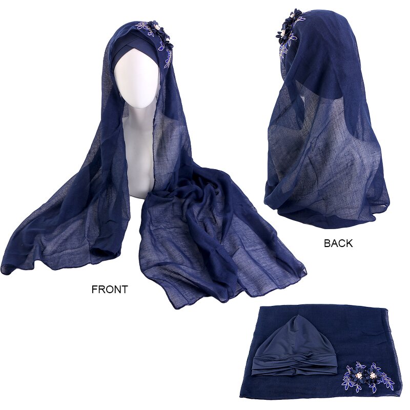 Head Wrap Supplier - News Sequin Flower Decorative Muslim Twist Turban