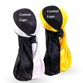 Du Rags Supplier - Color Blocking Two Pieces/Set Custom Logo Soild Silky