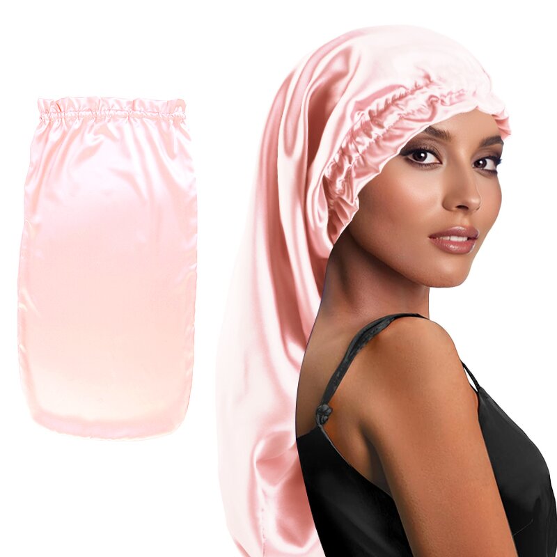 Satin Long Bonnet Supplier - Logo Custom Wide Elastic Band for Braids