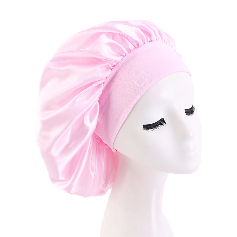 Sleep Hats Supplier - Custom Elastic Band Extra Size Satin Bonnets with Band