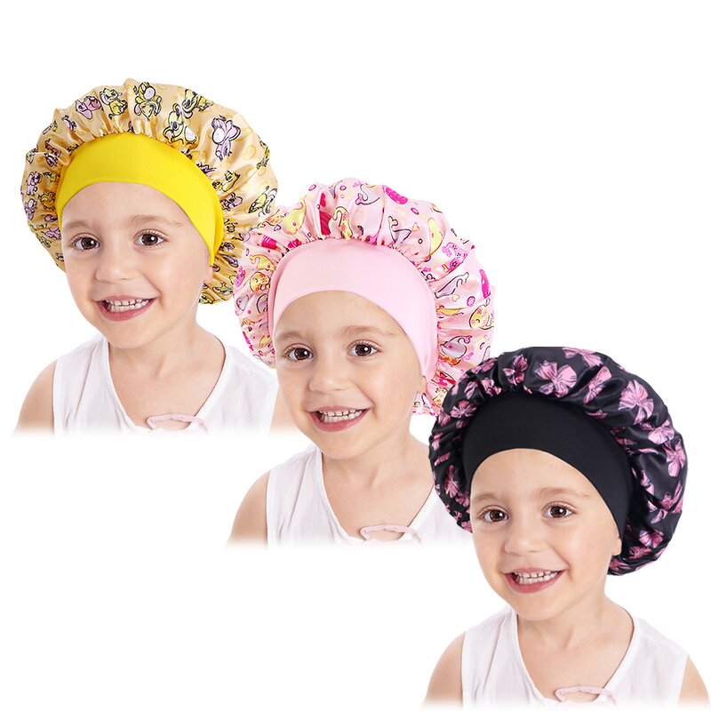 Satin Hair Bonnets Supplier - Childlike Innocence Pattern Three Pieces/Set