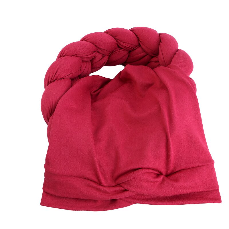 African Head Wraps Supplier - Hair Plain Stretchy Big Braid Turban Cap