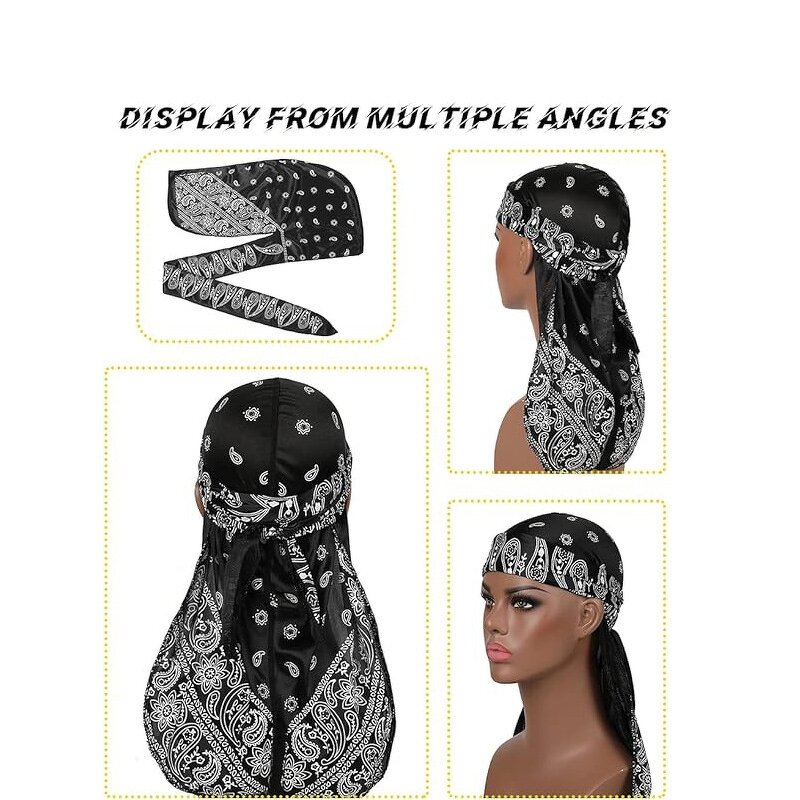 Durags Manufacturer - Amoeba Pattern Two Pieces/Set Silky Hip-Hop Headwraps