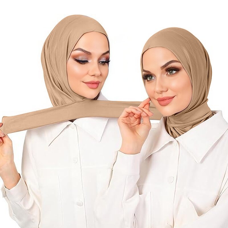Hijab Factory - Snap Fastener Breathable Muslim Headscarf Bonnet Plain