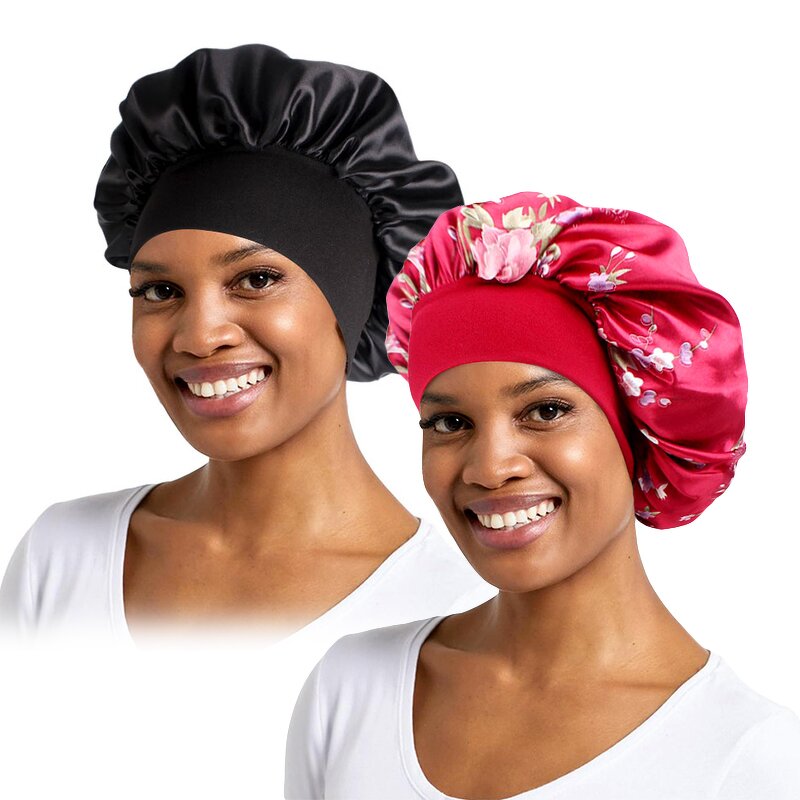Sleep Bonnets Supplier - Best Selling Two Pieces/Set Satin Material Wide Band