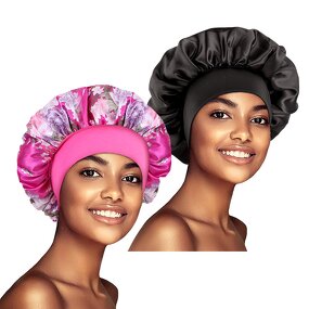 Sleep Bonnets Supplier - Best Selling Two Pieces/Set Satin Material Wide Band