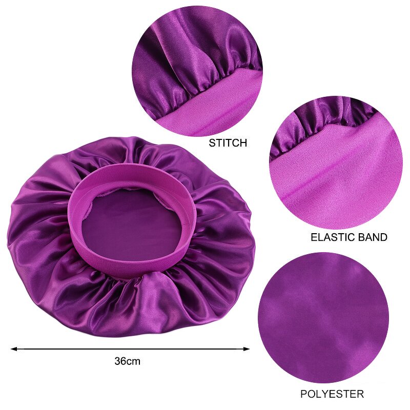 Sleep Hats Supplier - Custom Elastic Band Extra Size Satin Bonnets with Band