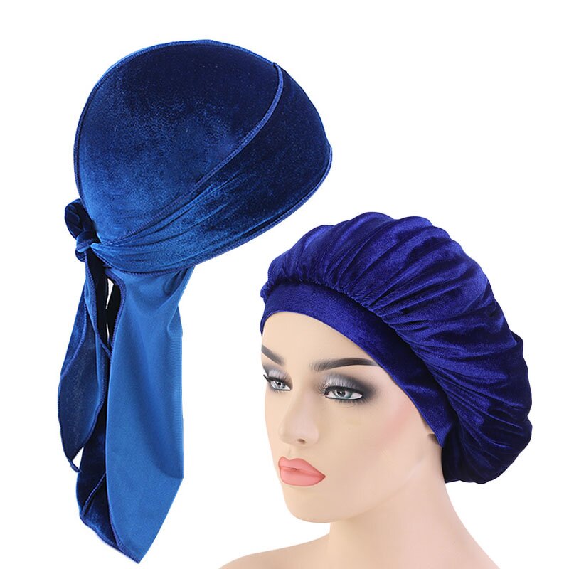 Durags Manufacturer - Hot Sale 2pcs/Set Velvet Men Sleep Caps and Bonnets