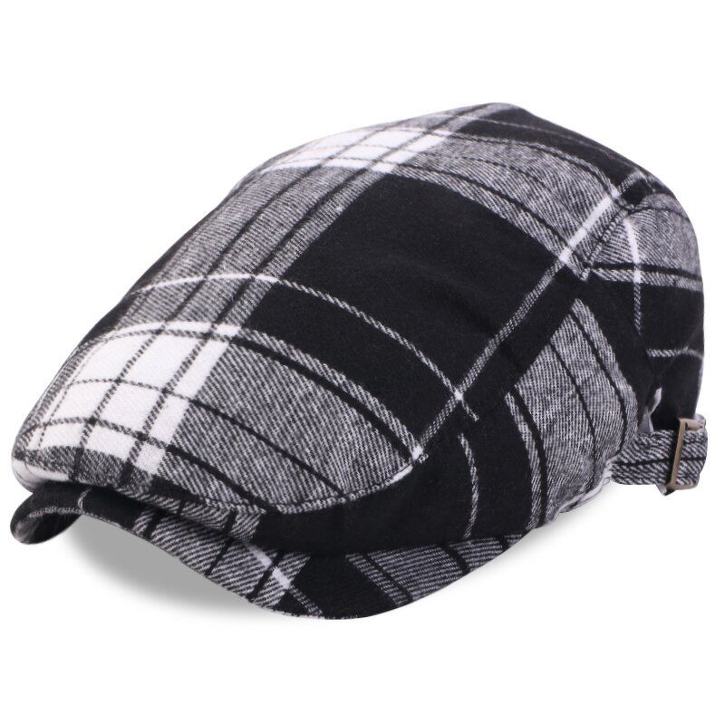 Flat Cotton Hat Supplier - Unisex Adjustable Colorful Striped Plaid Ivy