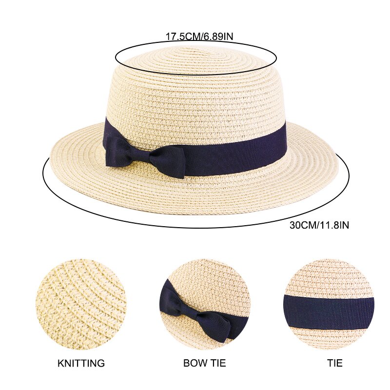 Straw Boater Hat Manufacturer - Women Fedora Panama Style Flat Top Ribbon