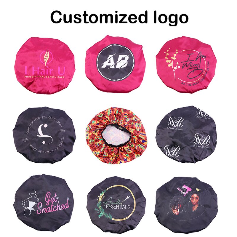 Satin Bonnet Supplier - 2 Pcs Set Custom Logo Wide Brimmed Sleep Night Cap