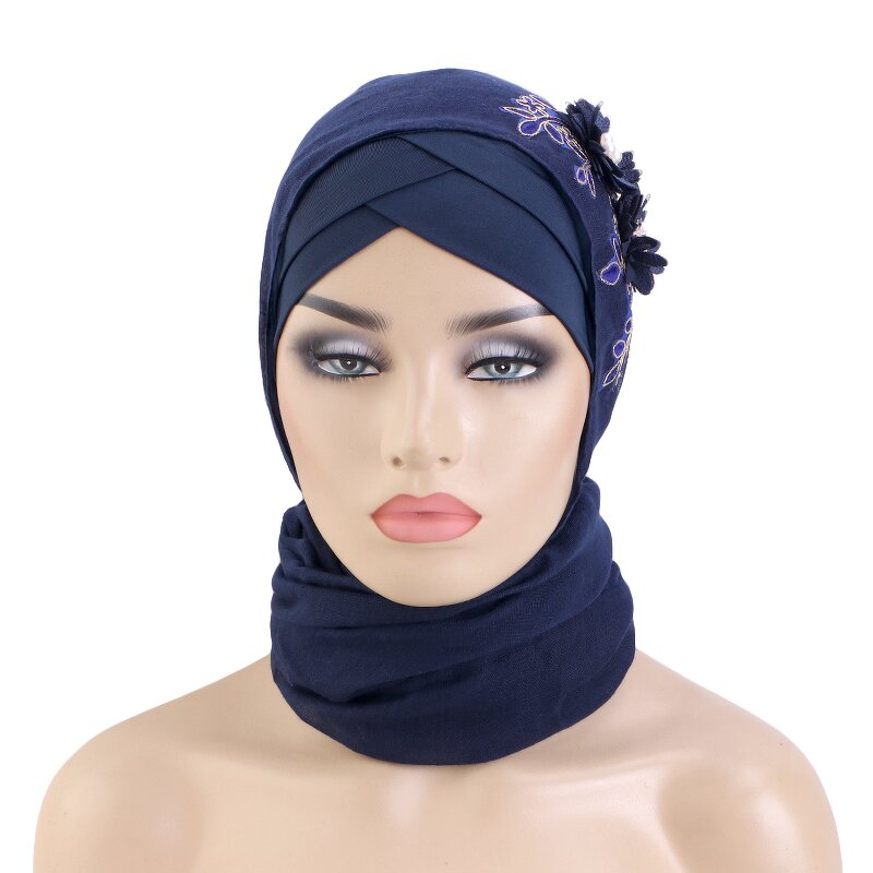 Muslim Hats Supplier - Luxury with Flower Accessories Ethnic Breathable Cotton