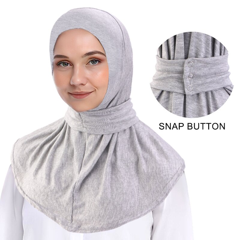 Hijab Factory - Snap Fastener Breathable Muslim Headscarf Bonnet Plain